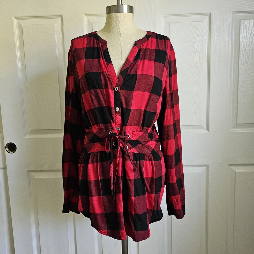 New York & Company Buffalo Plaid Blouse